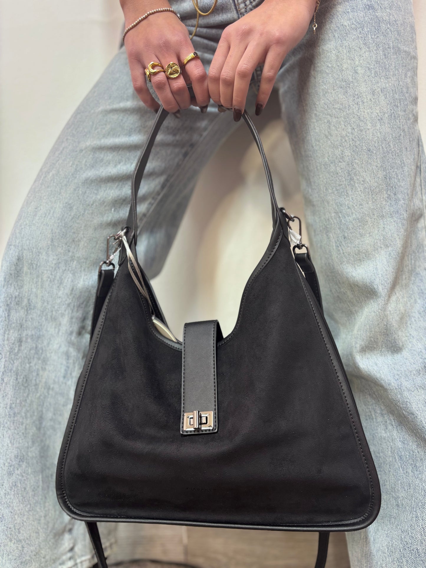BAG DIANA SCAMOSCIATA BLACK