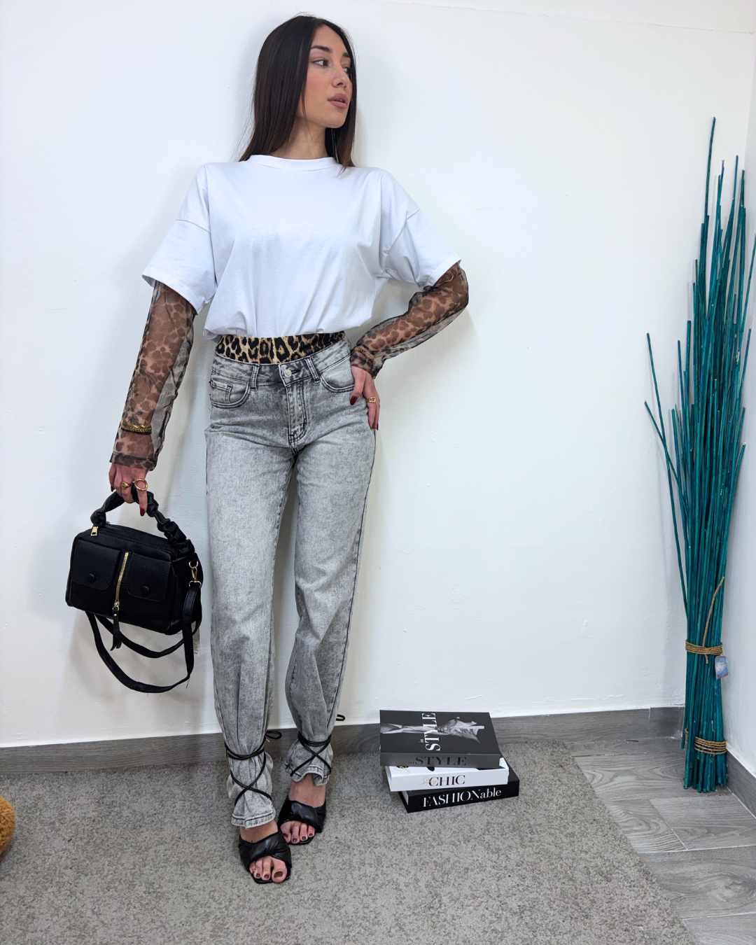 DENIM PALAZZO GRAY