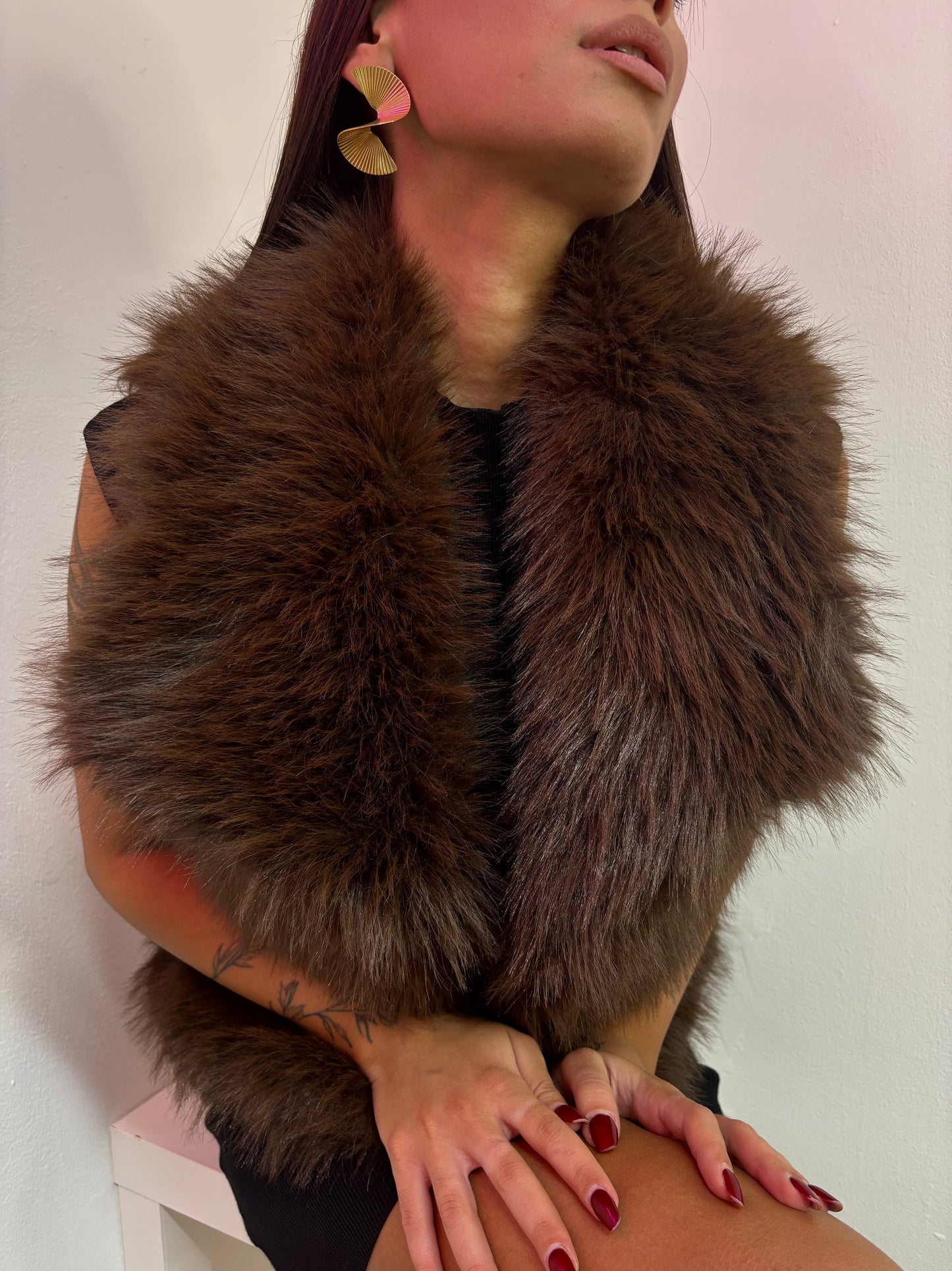 GILET PELLICCIA MARRONE