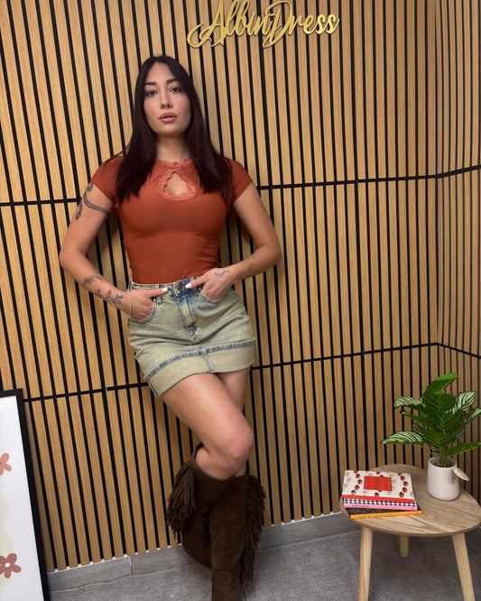 MINIGONNA DENIM SABBIA