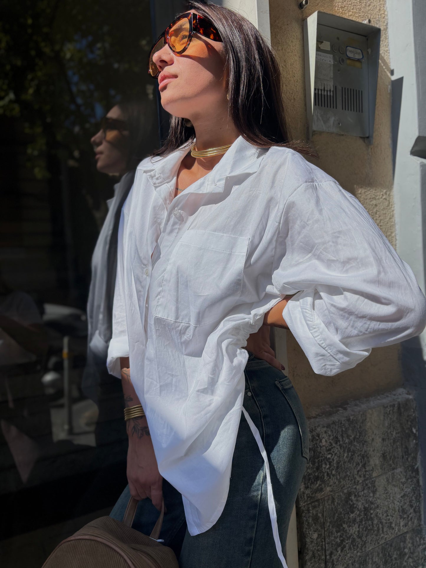 CAMICIA DRAPPEGGIO COTONE