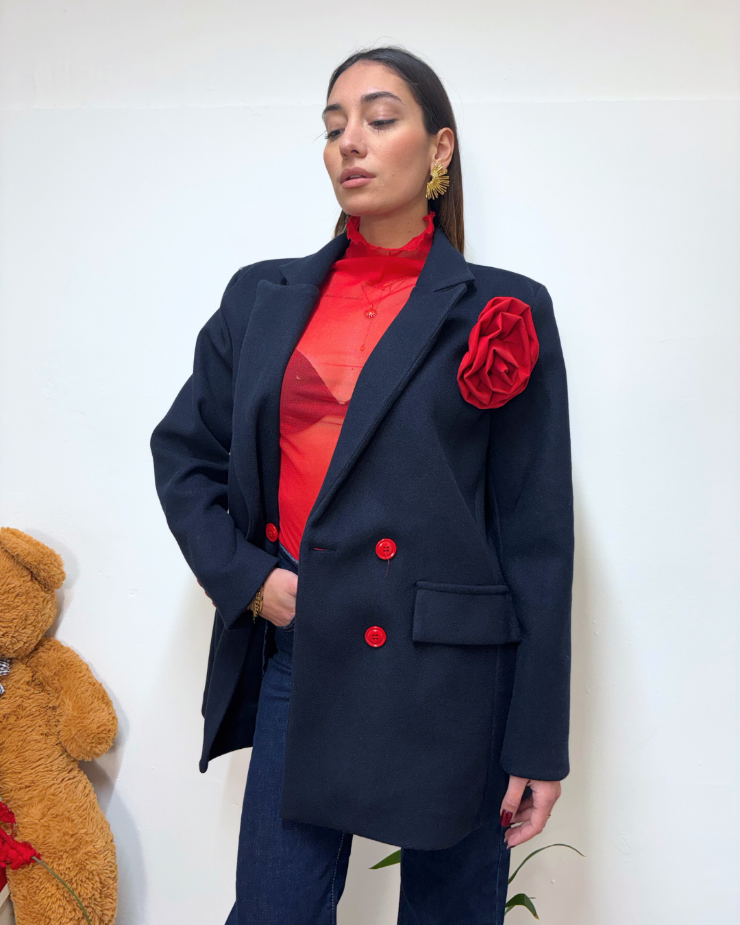 BLAZER PANNO CON SPILLA RED