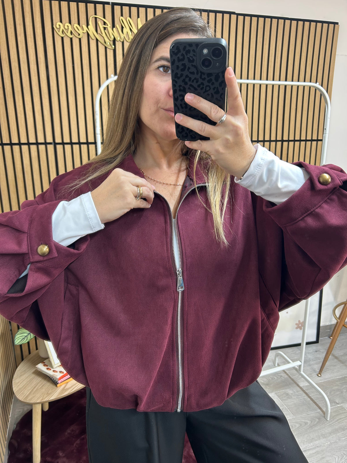 BOMBER VELLUTINO BORDEAUX