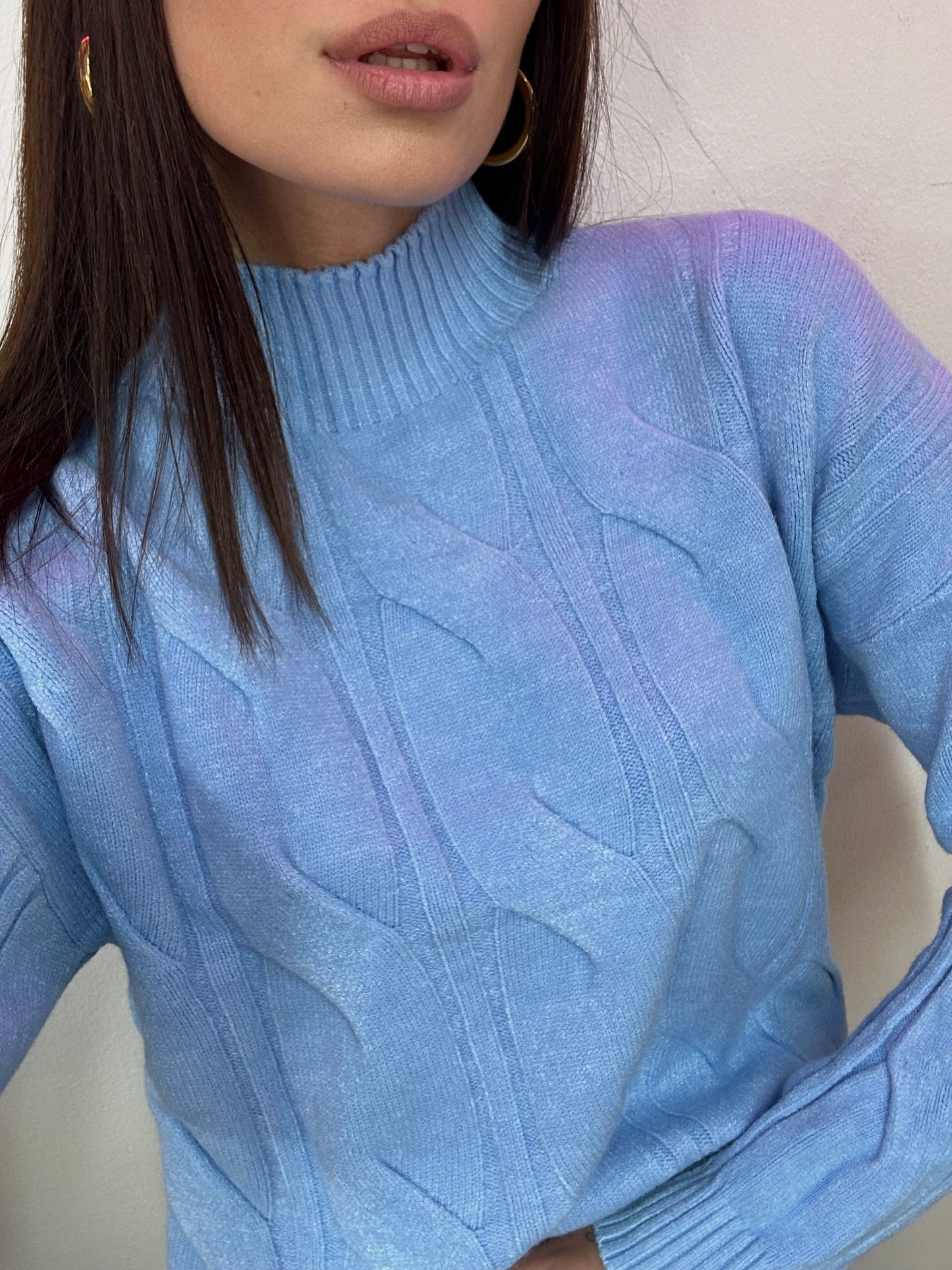 PULLOVER CROP TRECCIA