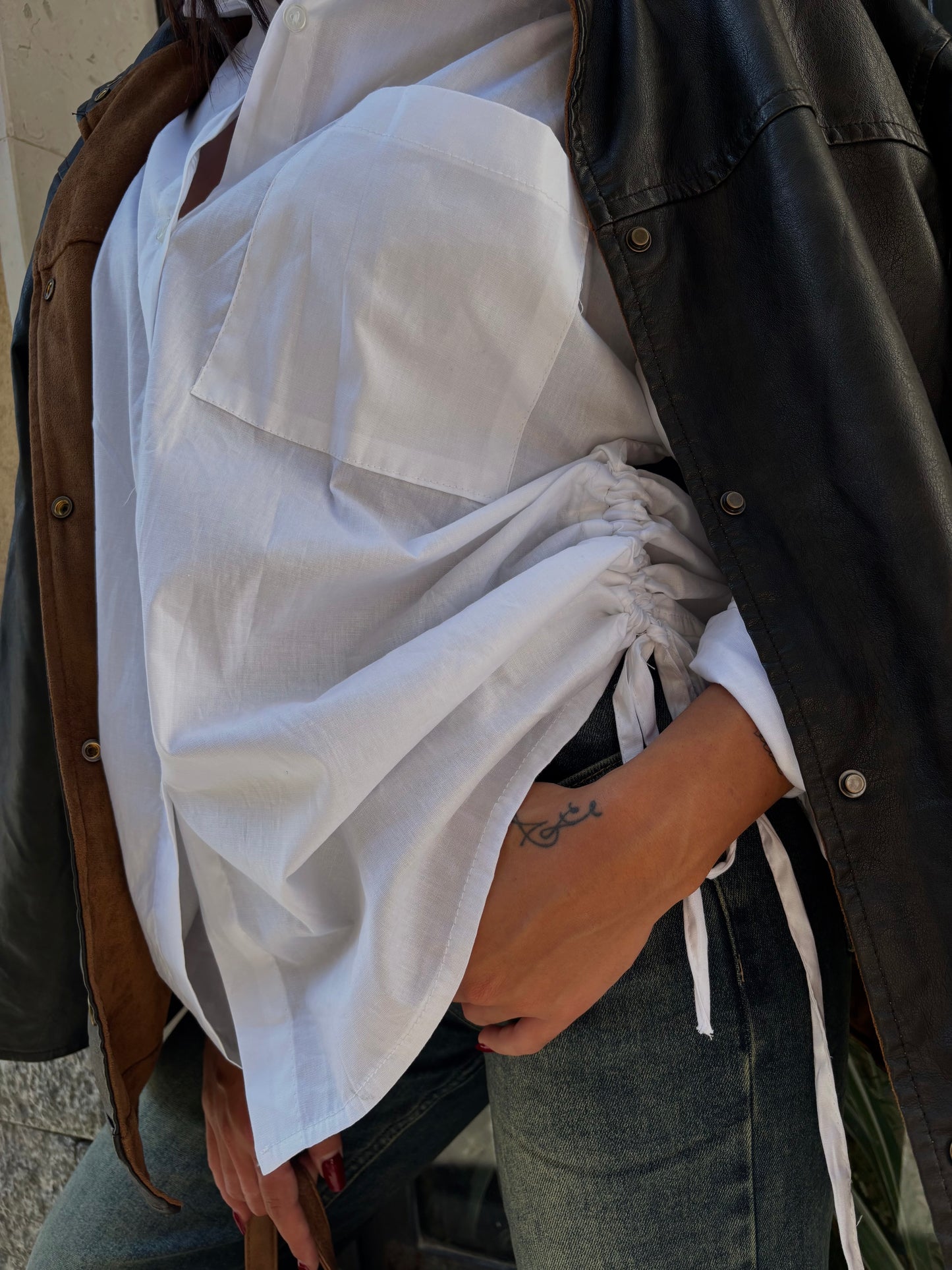 CAMICIA DRAPPEGGIO COTONE