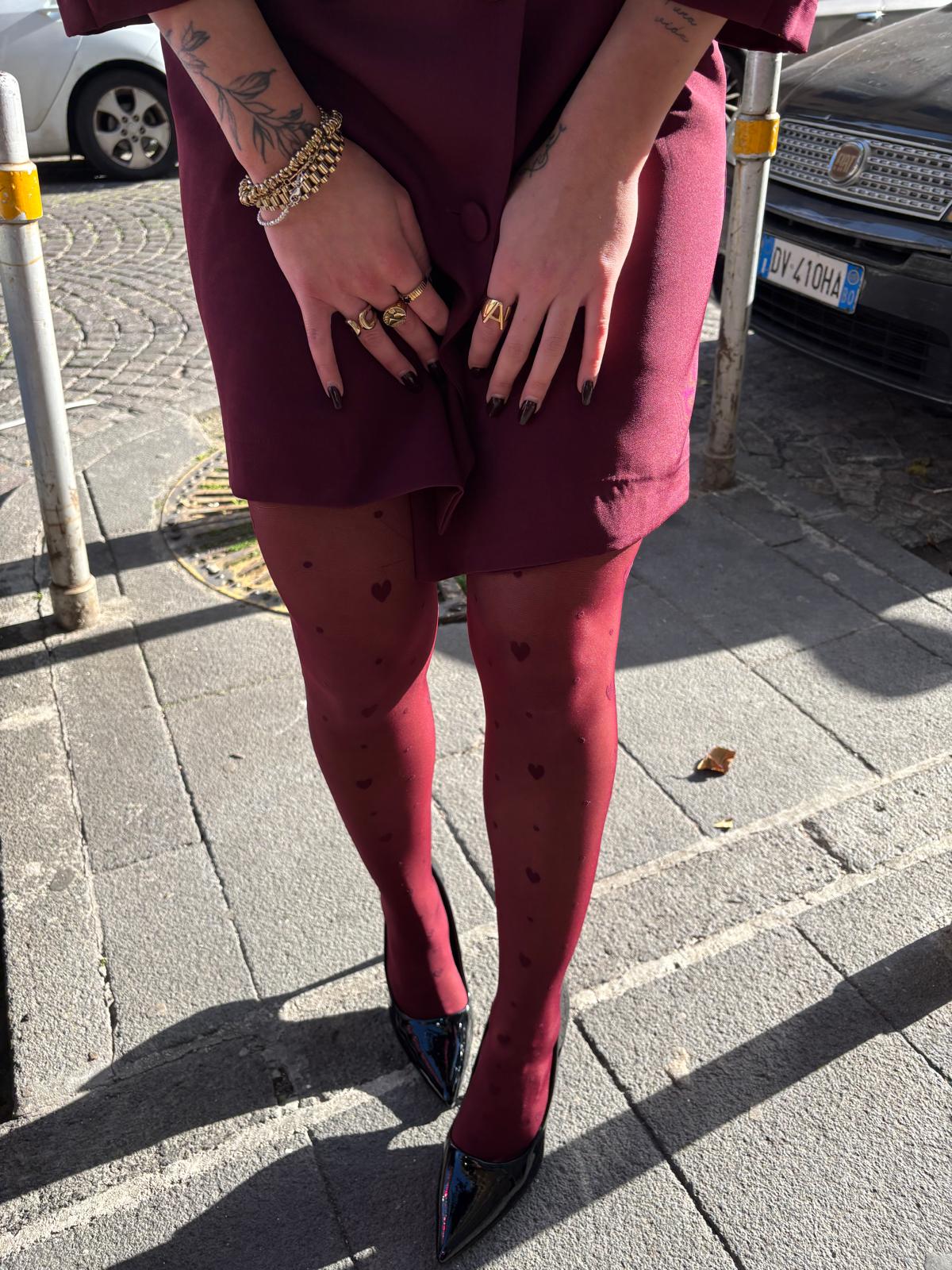 CALZE HEART BORDEAUX