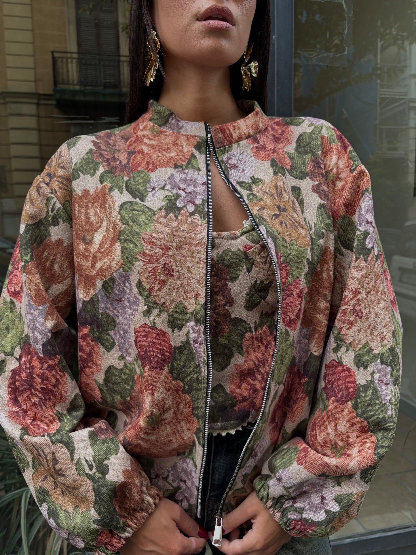 BOMBER SCAMOSCIATO FLOWER