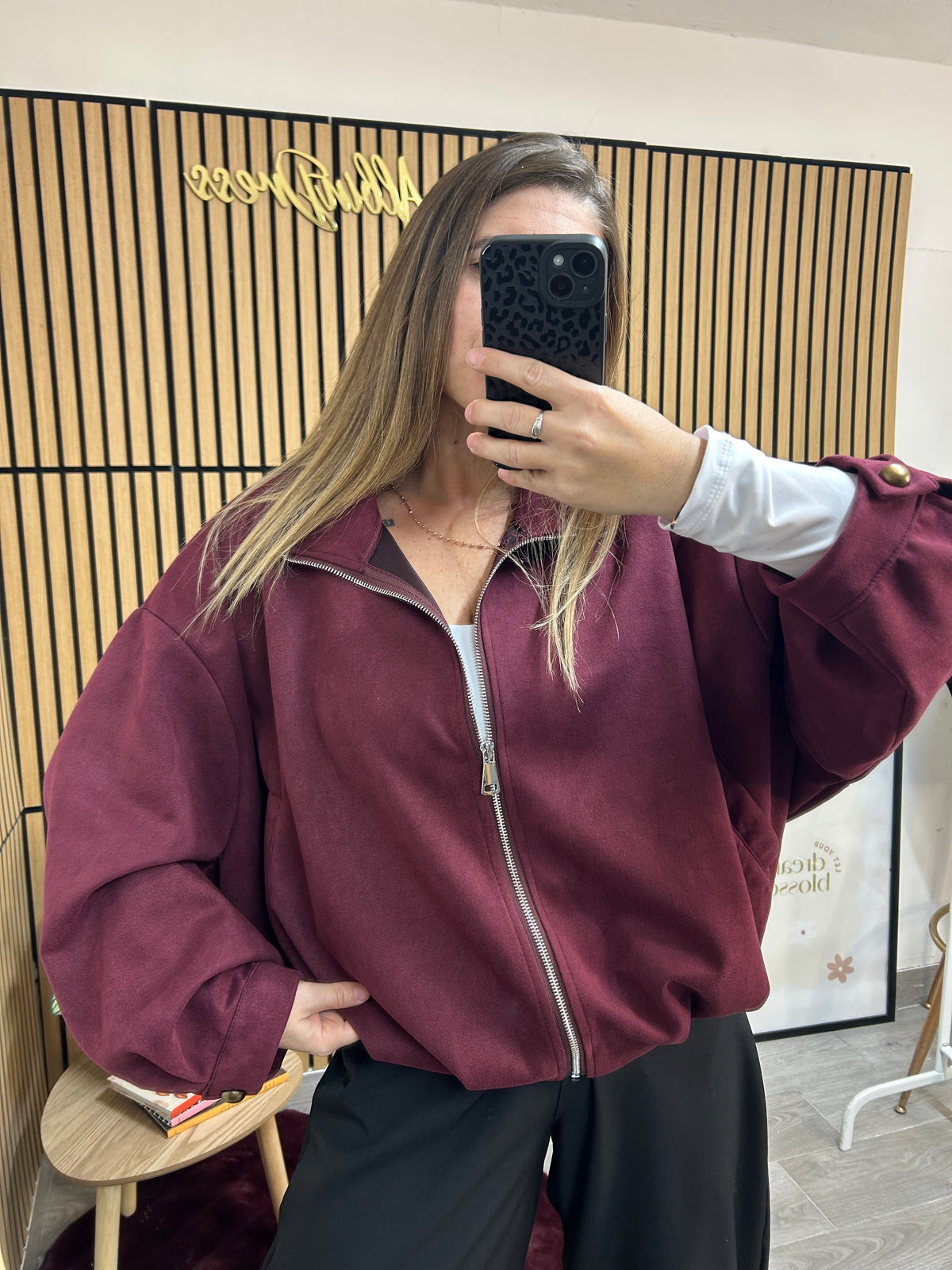 BOMBER VELLUTINO BORDEAUX