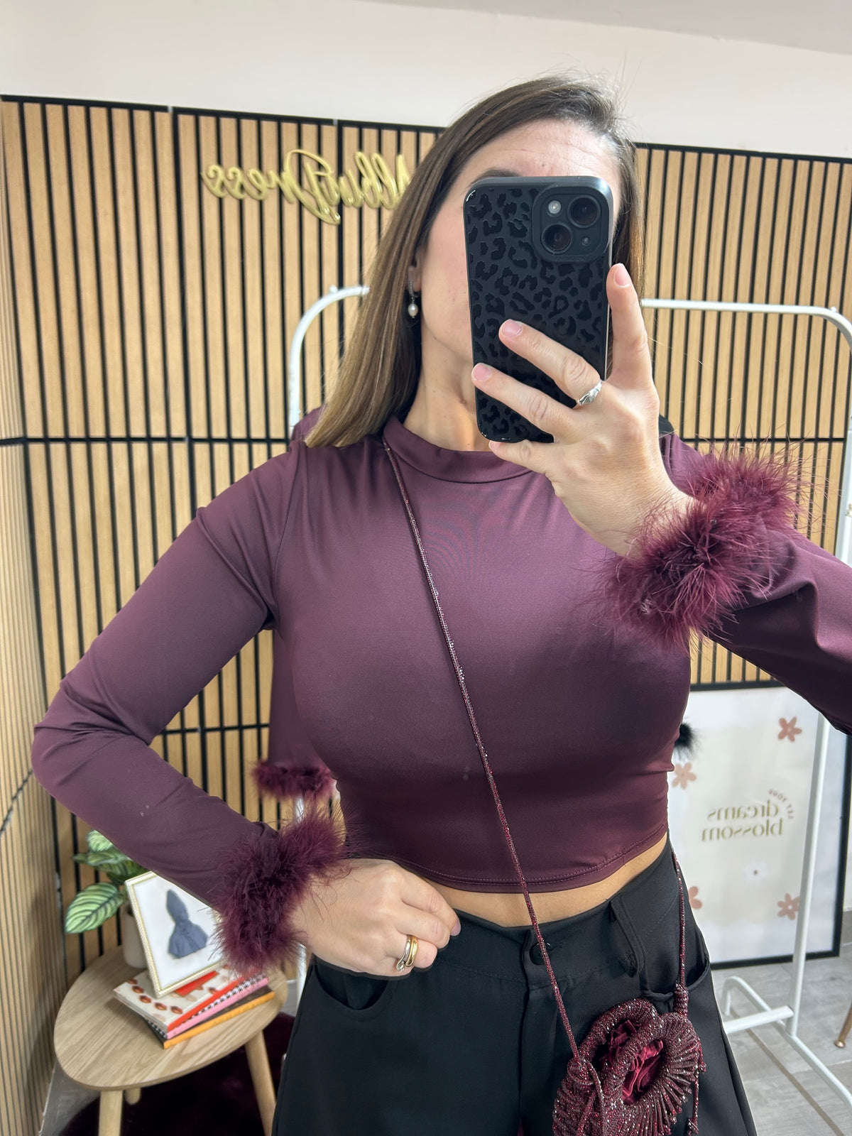MAGLIA CROP LYCRA PIUMA