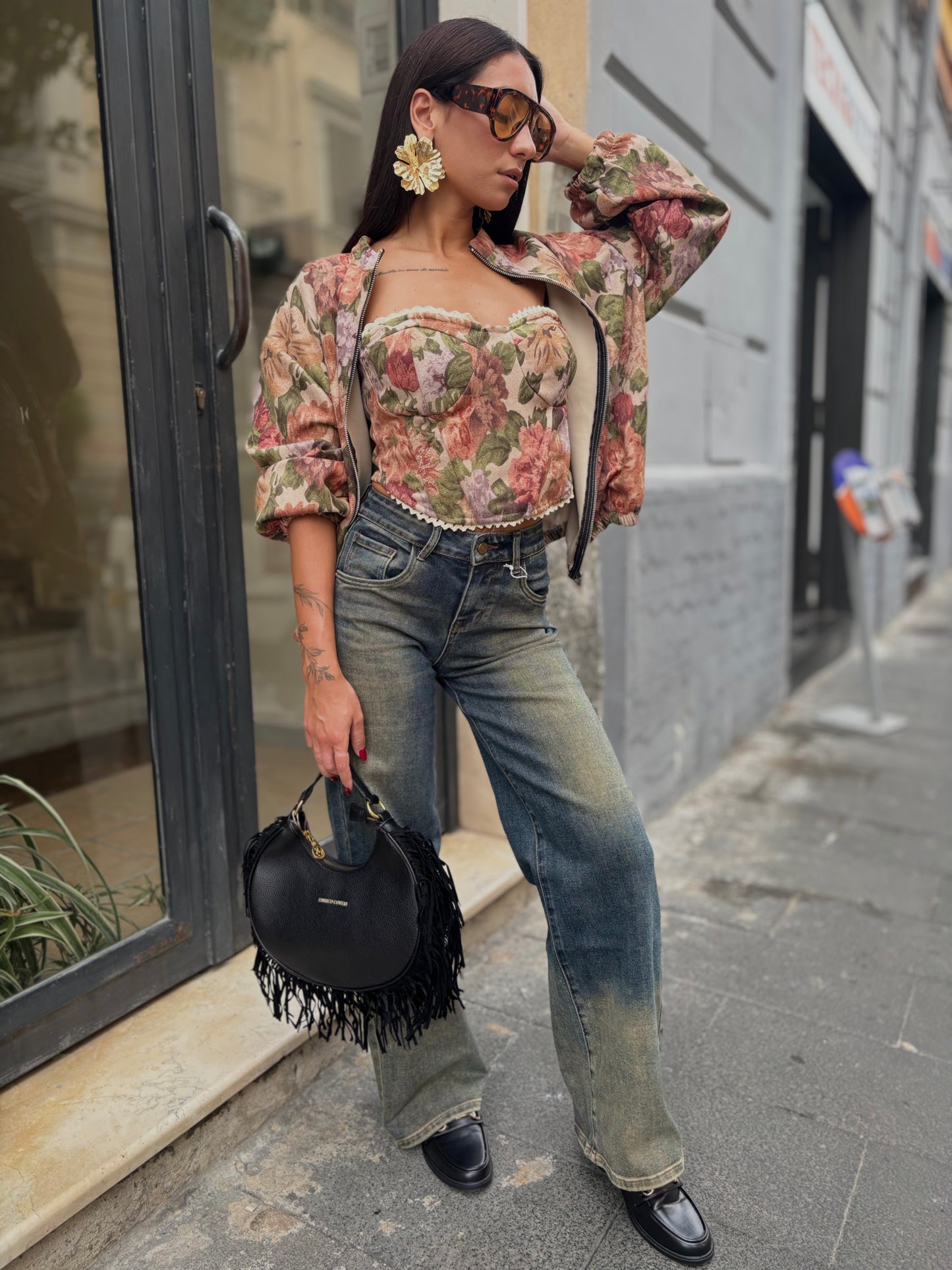 BOMBER SCAMOSCIATO FLOWER