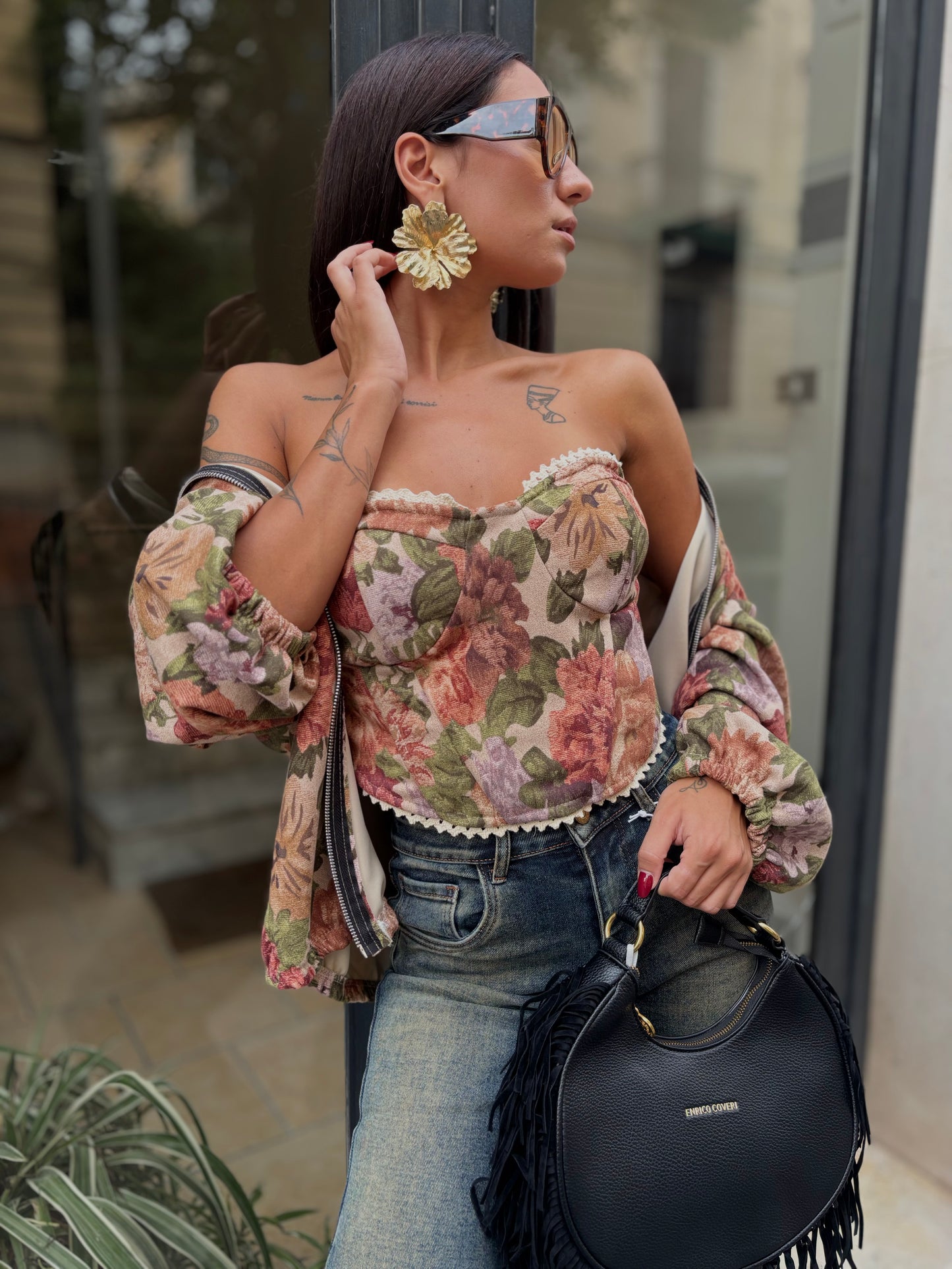 BOMBER SCAMOSCIATO FLOWER